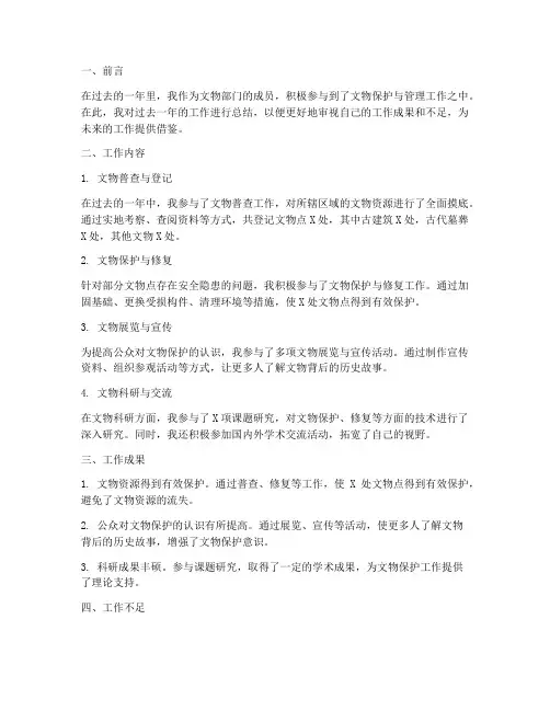 文物个人工作总结