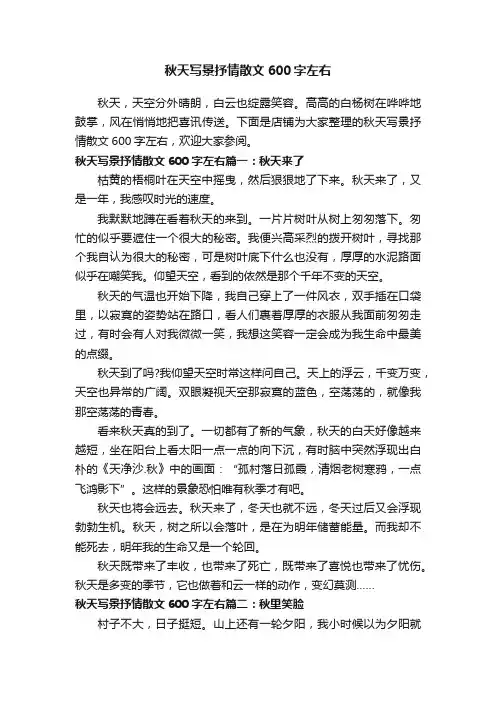 秋天写景抒情散文600字左右