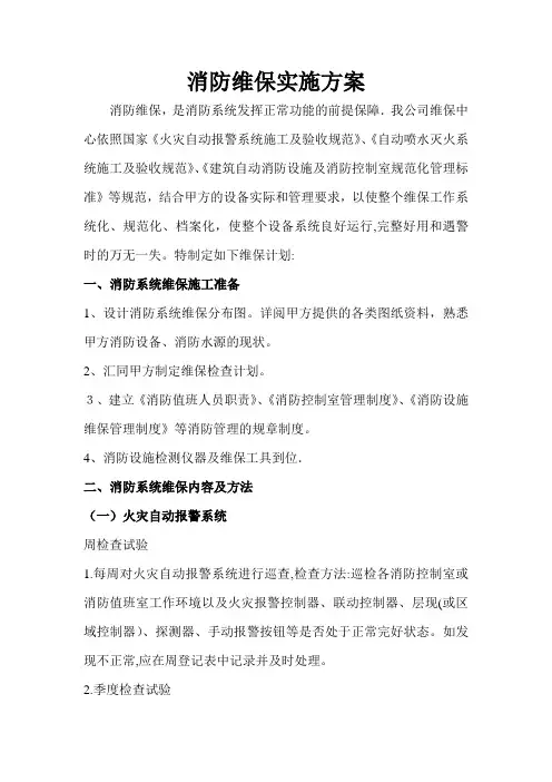 消防工程维保计划【范本模板】