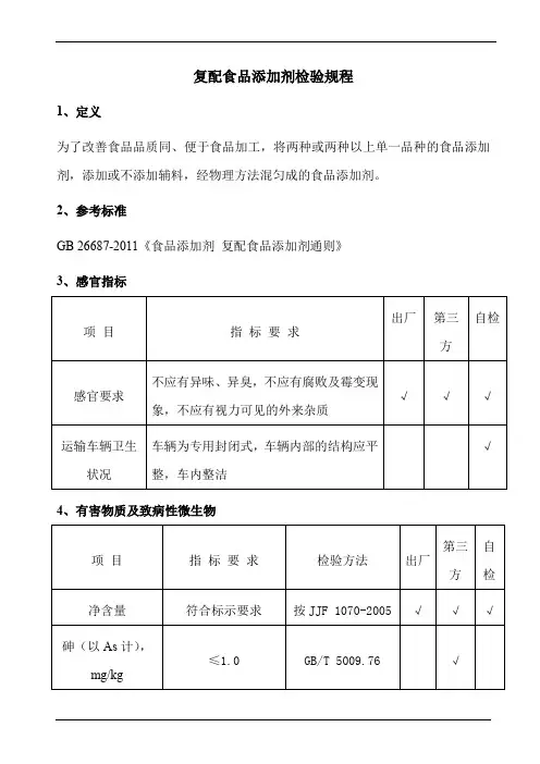 复配食品添加剂检验规程