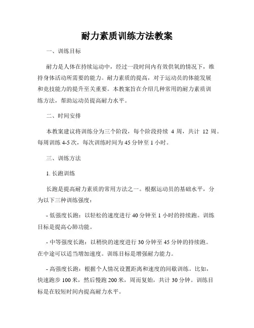 耐力素质训练方法教案
