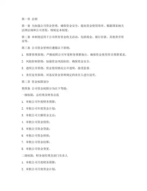 资金权限管理制度模板