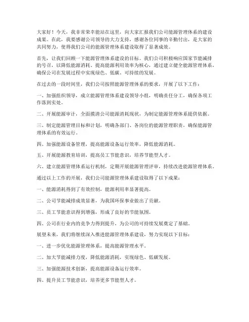 能源管理体系领导发言稿范文