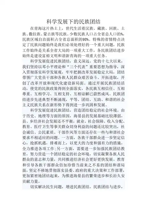 民族团结心得体会