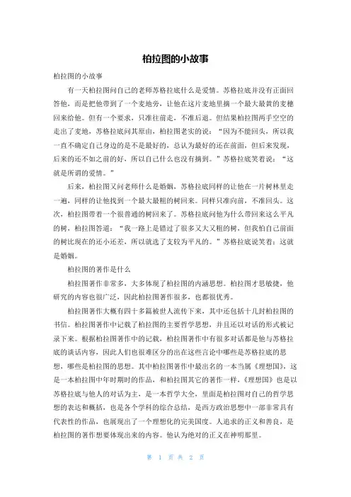 柏拉图的小故事