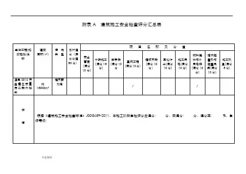 建筑施工安全检查标准(JGJ59_2011)检查表正式版