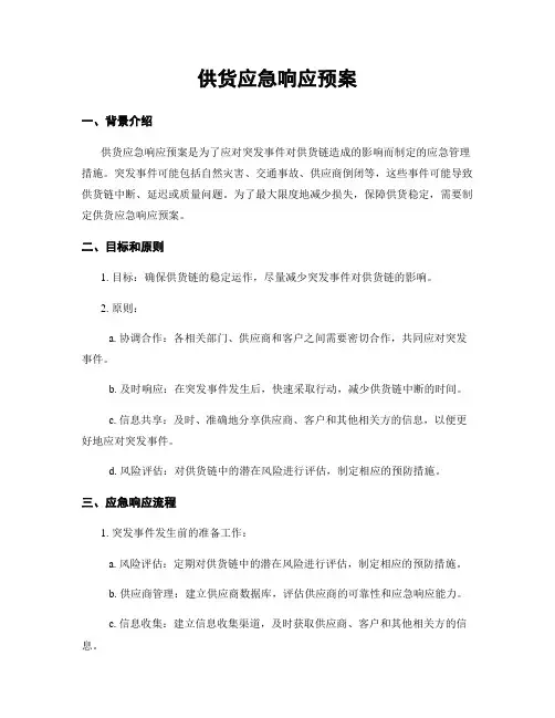 供货应急响应预案