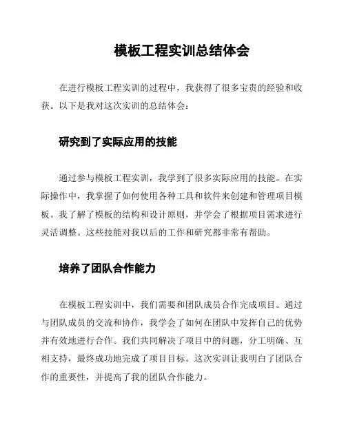 模板工程实训总结体会