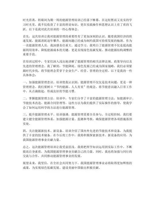 能源管理培训心得体会范文