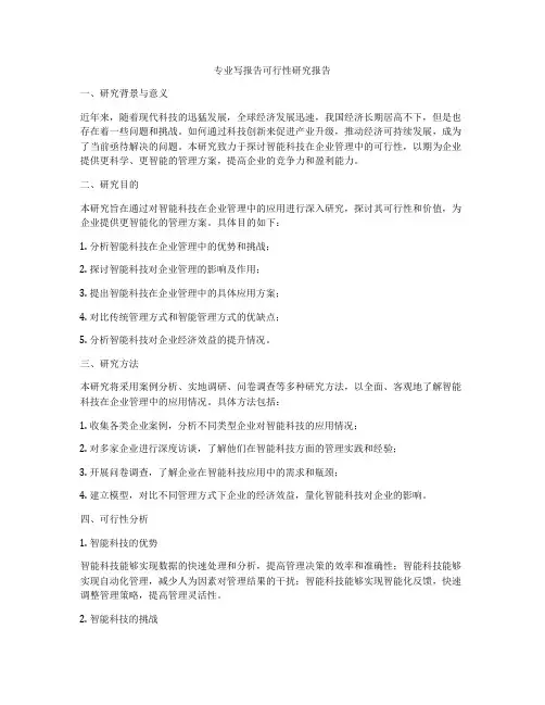 专业写报告可行性研究报告