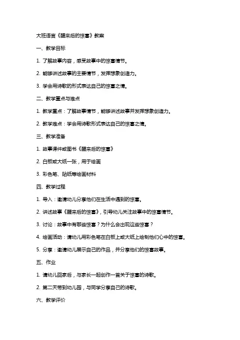 大班语言《醒来后的惊喜》教案