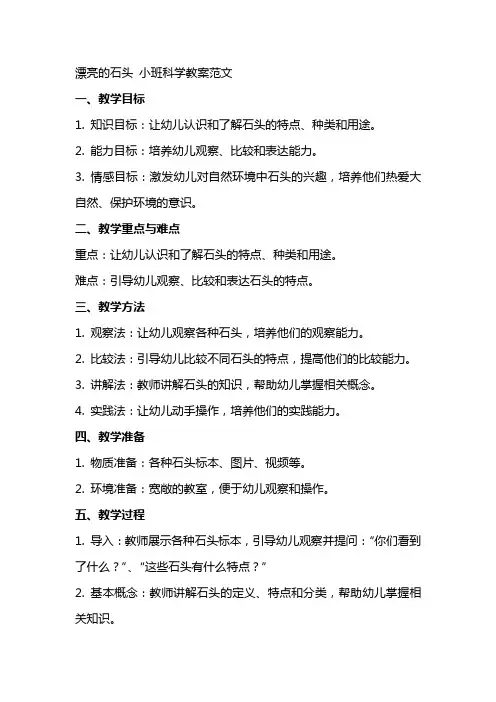 漂亮的石头小班科学教案范文