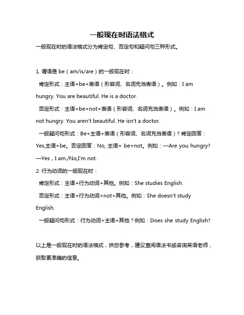 一般现在时语法格式