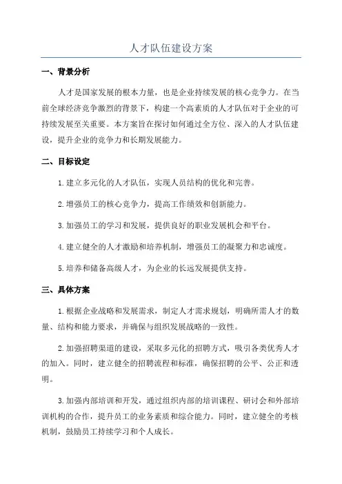 人才队伍建设方案