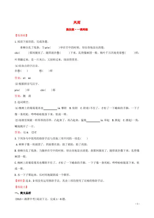 七年级语文上册 3.13 风雨提技能+一课两练 (新版)新人教版