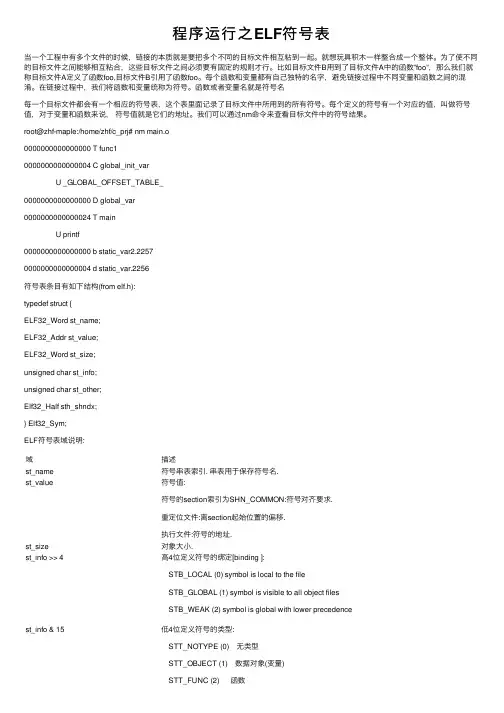 程序运行之ELF符号表