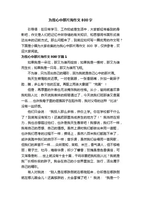 为我心中那片海作文800字