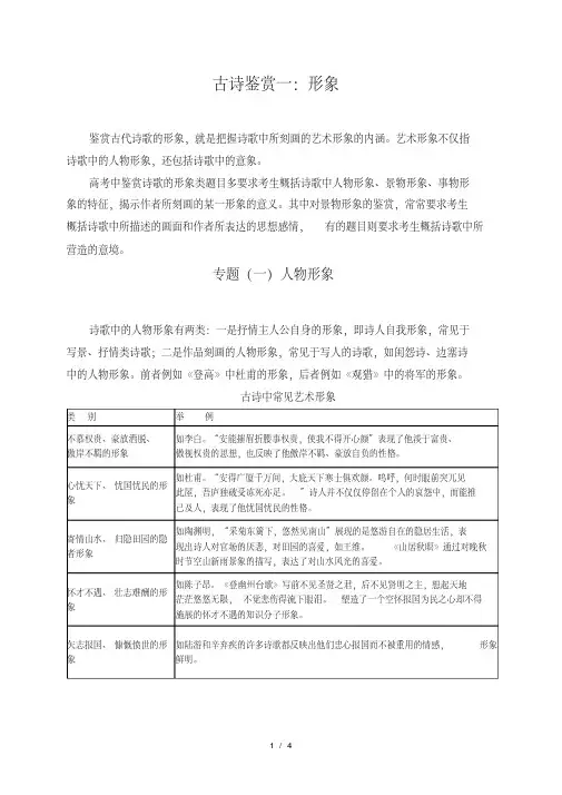 诗歌鉴赏之人物形象专题教案