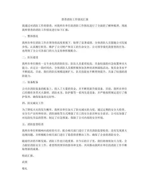 督查消防工作情况汇报