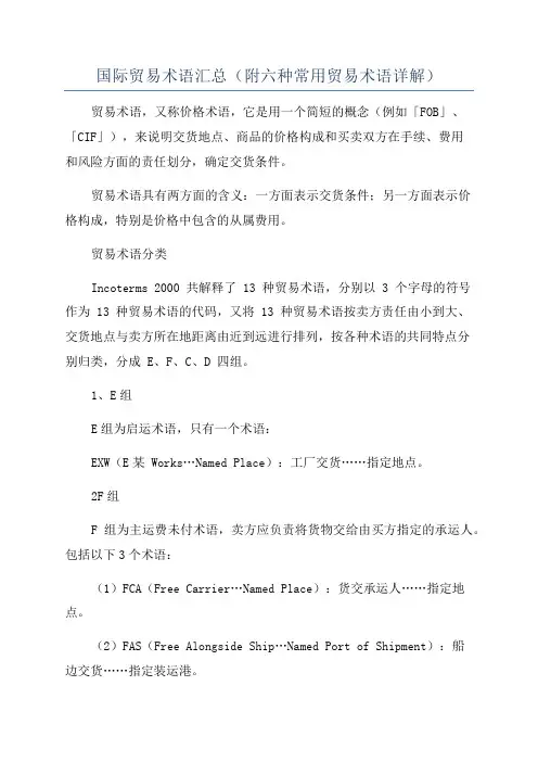 国际贸易术语汇总(附六种常用贸易术语详解)