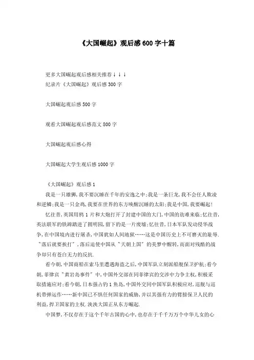 《大国崛起》观后感600字十篇