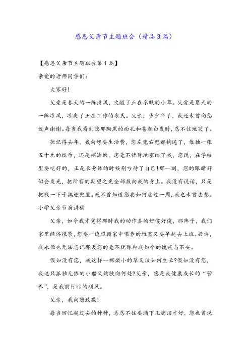 感恩父亲节主题班会(精品3篇)