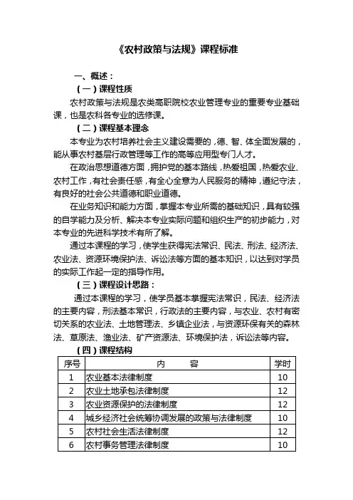 《农村政策与法规》课程标准