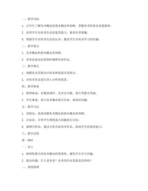 美术概论讲课教案模板范文