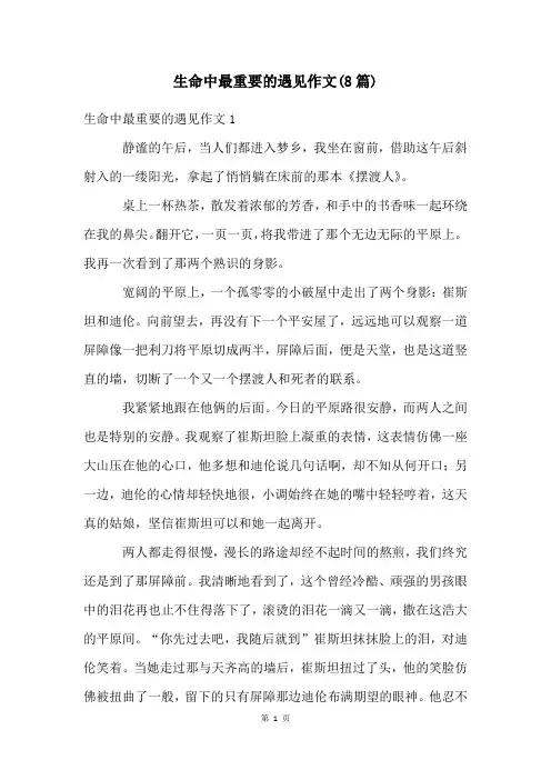 生命中最重要的遇见作文(8篇)