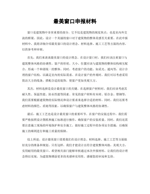 最美窗口申报材料