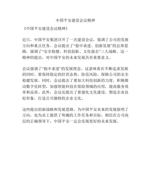 中国平安建设会议精神