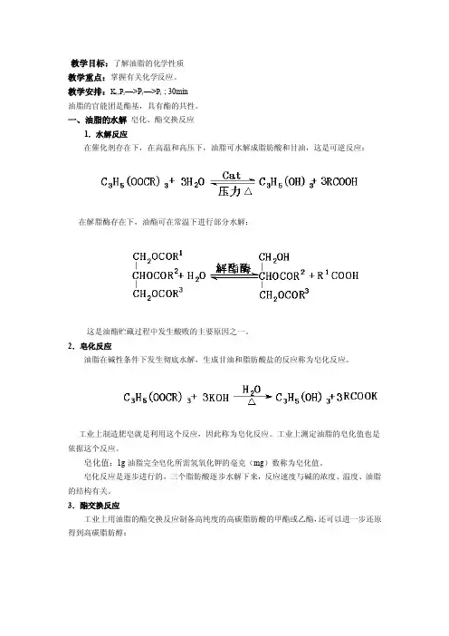 油脂的化学性质