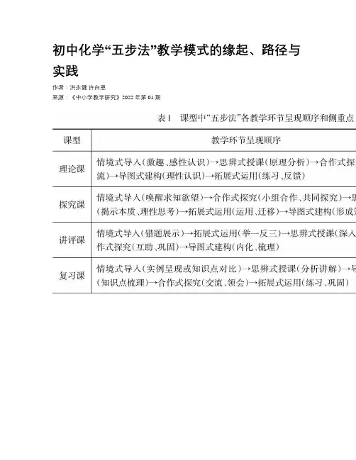 初中化学“五步法”教学模式的缘起、路径与实践