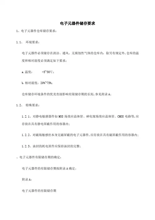 电子元器件存储条件