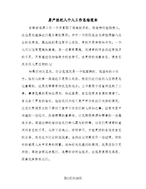 房产经纪人个人工作总结范本(6篇)
