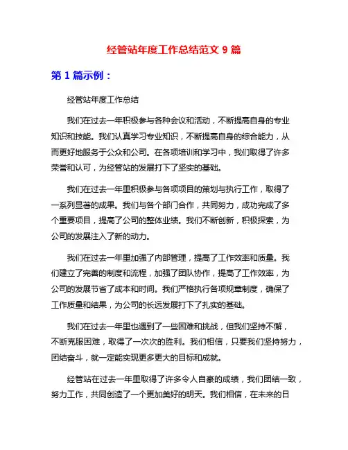 经管站年度工作总结范文9篇