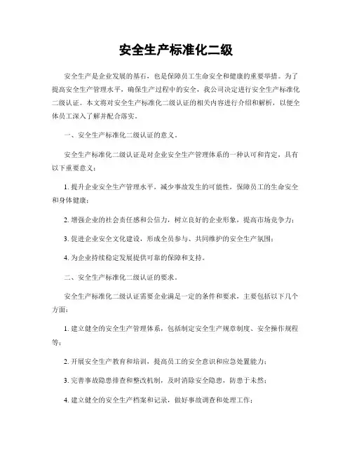 安全生产标准化二级