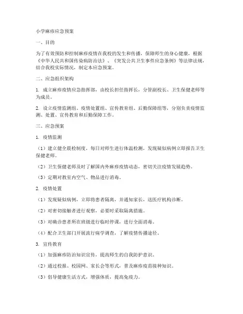小学麻疹的应急预案