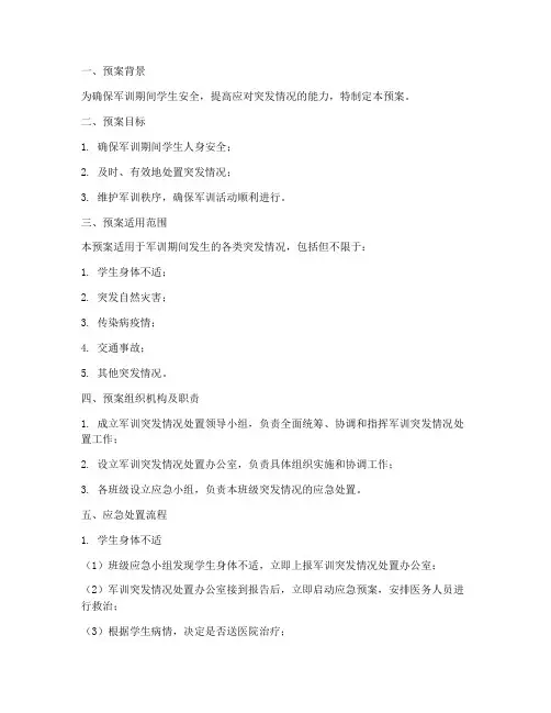 军训突发情况处置预案模板