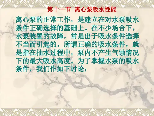 离心水泵的 吸水性能(2.11)教材