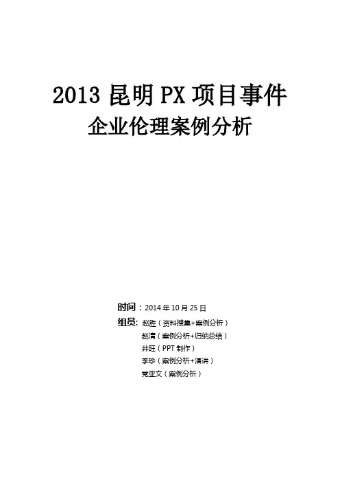2013昆明PX项目事件企业伦理案例分析 (1)
