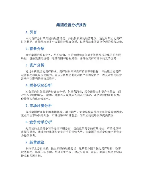 集团经营分析报告