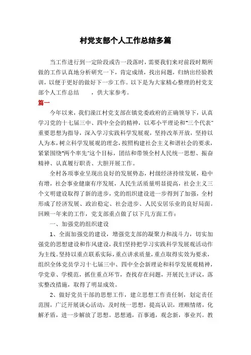 村党支部个人工作总结多篇