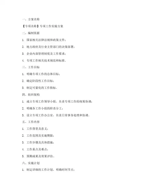 编制专项方案模板范文