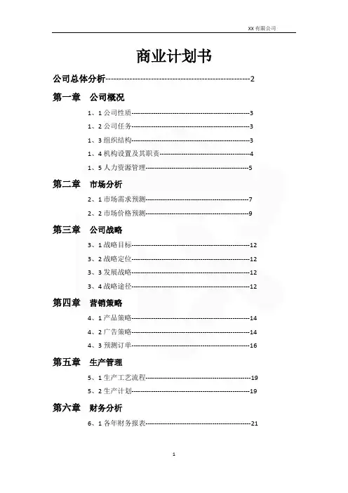 商业计划书模板(完整版)