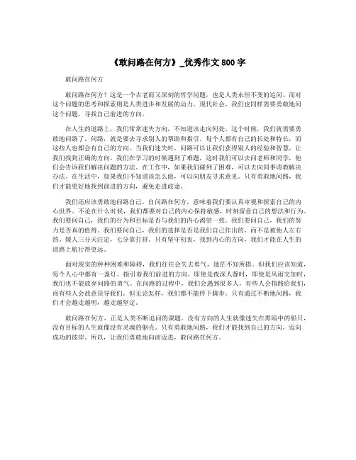 《敢问路在何方》_优秀作文800字