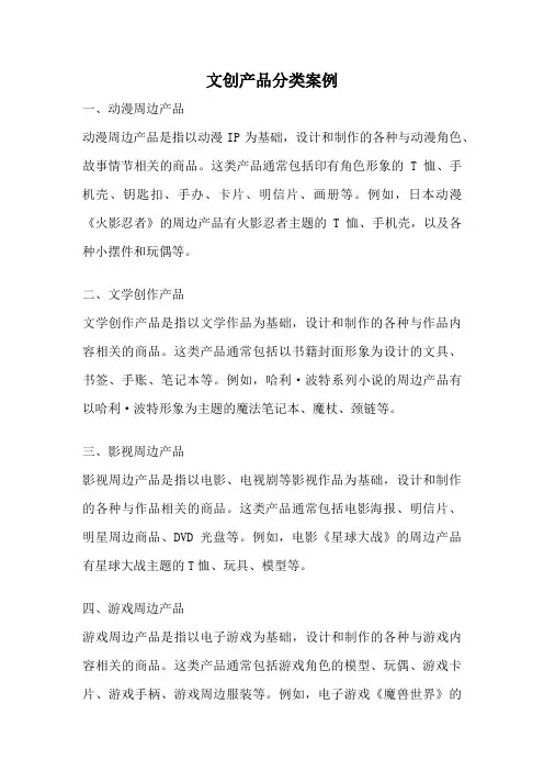 文创产品分类案例