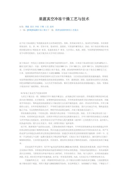 果蔬真空冷冻干燥工艺与技术