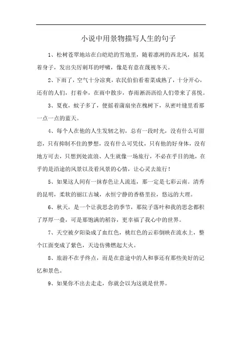 小说中用景物描写人生的句子