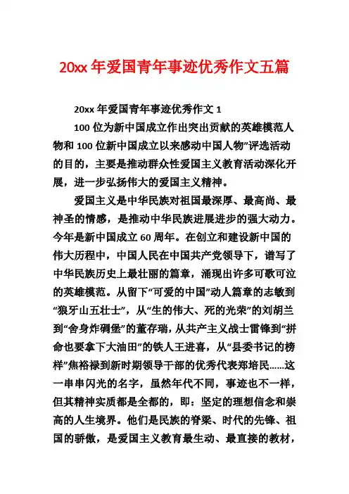 20xx年爱国青年事迹优秀作文五篇2
